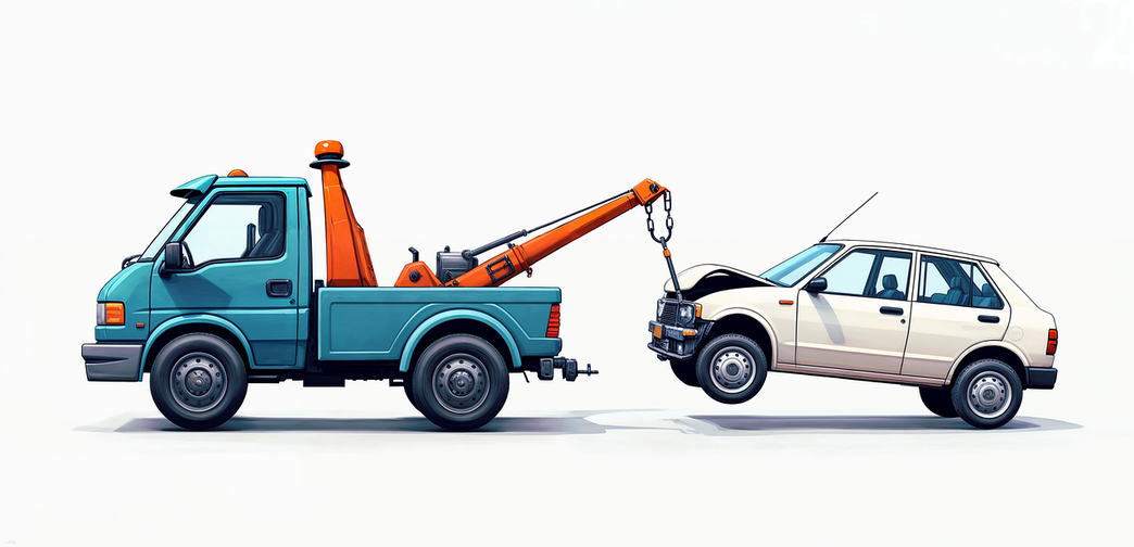 Car being loaded onto a tow truck after a parking enforcement tow